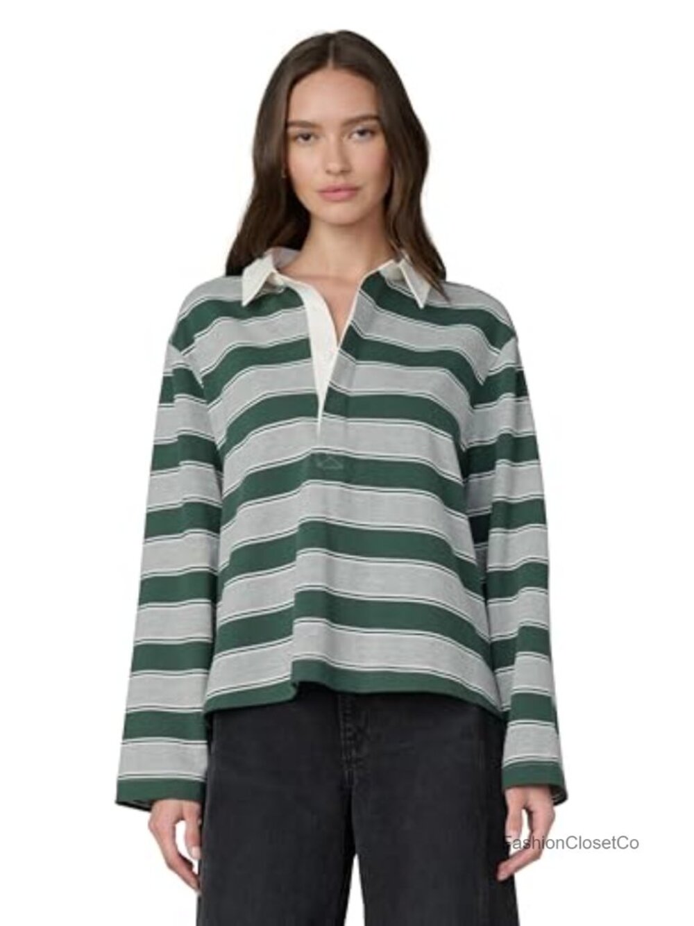 Oversized Rugby Shirt - 100% Cotton Heavyweight Long Sleeve Collared